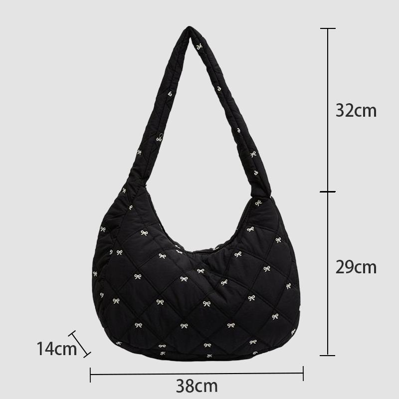 Bow Knot Crossbody Bag Embroidered Bow High-Capacity Shoulder Bag Women Female Outdoor Travel Storage Pouch Korean Popular Bag as the picture