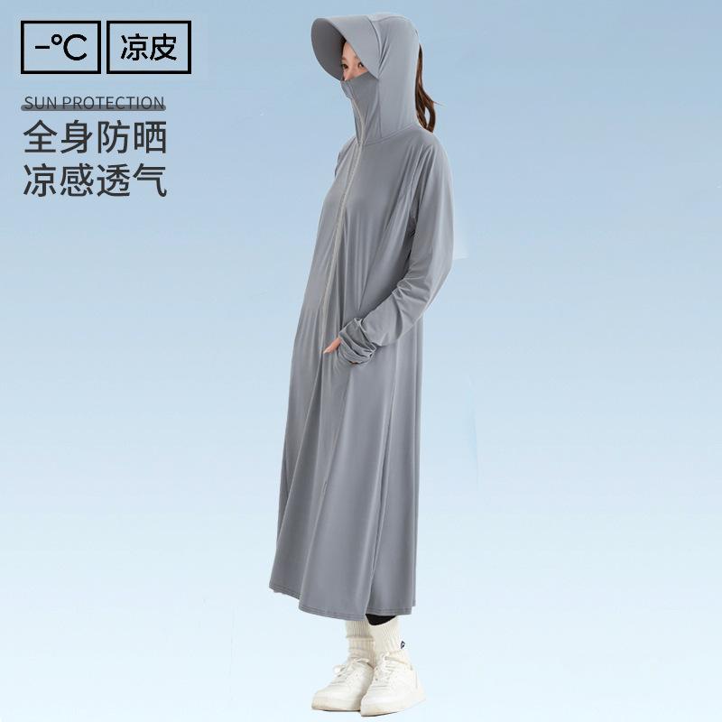 Sunscreen Clothing Women's 1011 Summer New UV Protection Ice Silk Dress Color Printing Long Sunscreen Clothing Long Dress
