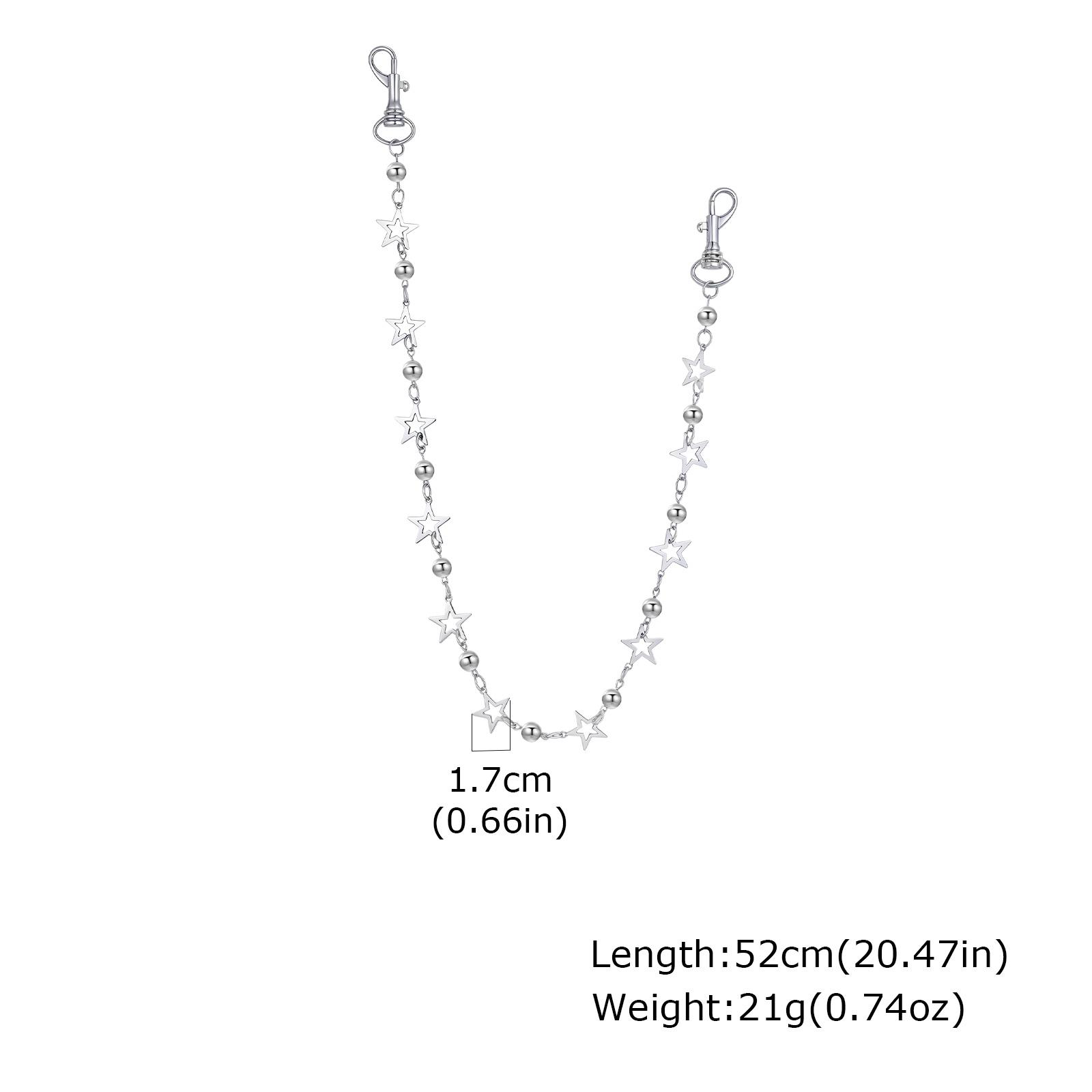 

Vnox Hip Hop Five-Pointed Star Pants Chain Keychain, Men New Trendy Punk Style Metal Spider Bead Pants Chain Decoration Jewelry