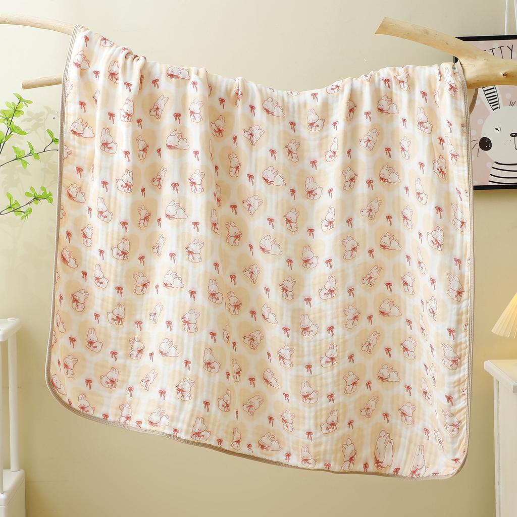 Baby Gauze Bath Towel Neonatal Class A Six-Layer Cartoon Printing Bag Quilt 110 * 110 Water-Absorbing Children'S Blanket