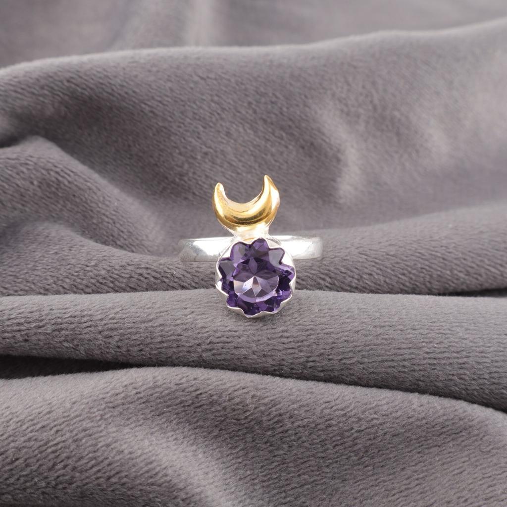 Purple Iolite Gemstone 925 Stamped Silver Jewelry Handmade Stylish Ring For Gift RR-58-9