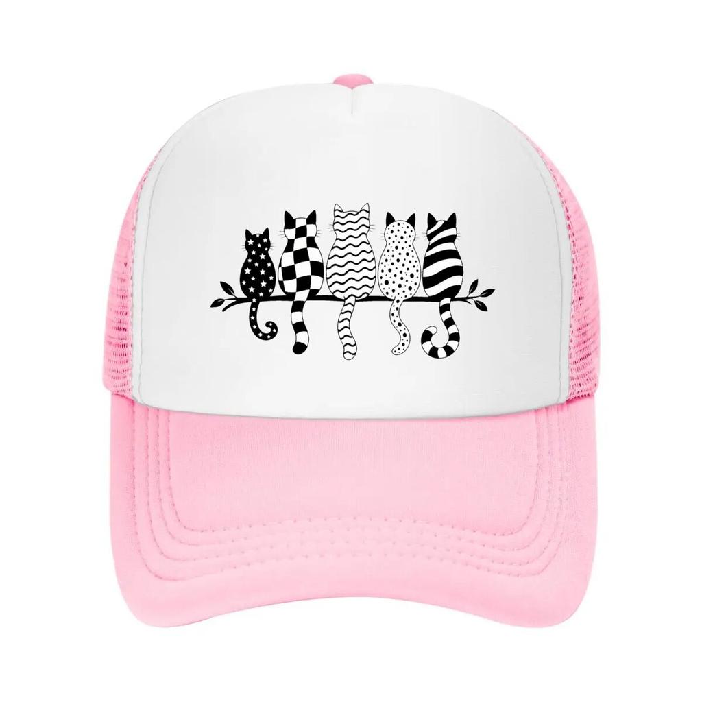 Verspielte gemusterte Katzen Linienkunst Netz Baseballkappe Lässiger Hut Outdoor Für Damen Unisex FeUnisex