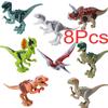 8x Światowe Dinozaury Klocki Budowlane Indominus Pteranodon Raptor Zabawka Dinozaur Klocki Budowlane