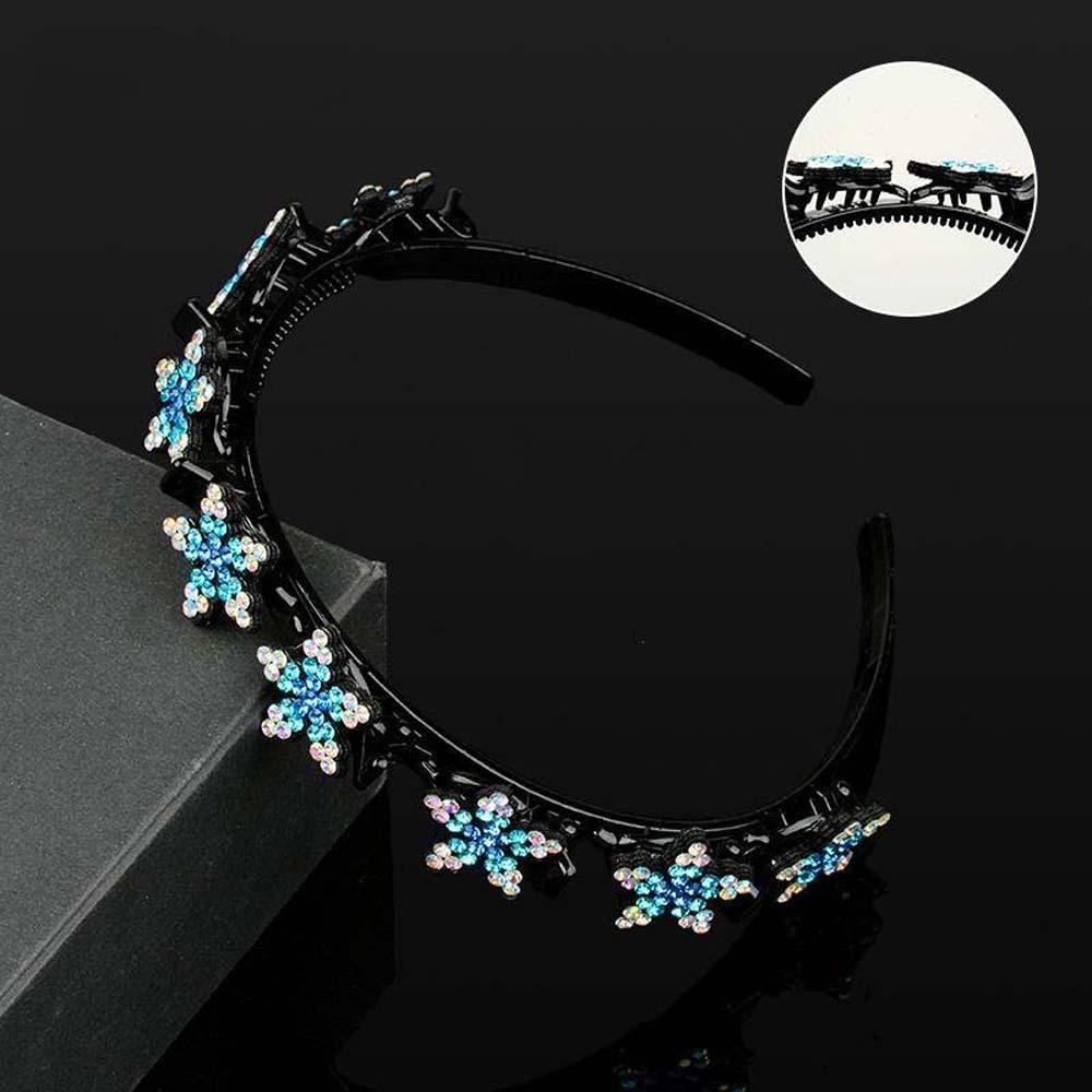 Elegant Hair Bands with Clips Snowflake Star Rhinestone Bangs Clip Headband Twinkle Hairband  Party