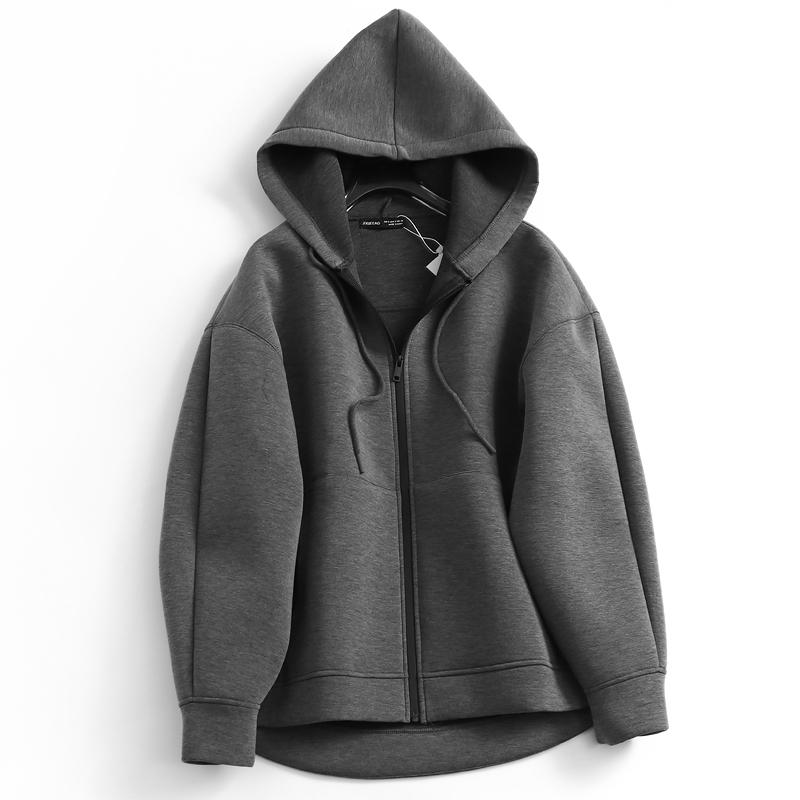 Winter New Women's Zipper Hoodie High Street Unisex Style Double Pockets Oversize Loose Sweatshirts Outerwear Top