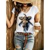 Sommer Buntes Tier 3D Muster Kurzarm T-Shirt Modisches Bequemes Oversized Atmungsaktives Damen V-Ausschnitt T-Shirt