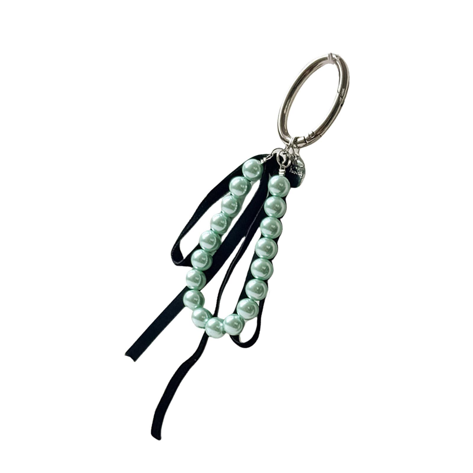

Lovely Ribbon Bowknot Pearls Keychain Pendant Bag Phone Pendant Women Backpack Handbag Charm Lovely Decoration зелений
