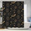 Black Space Print Shower Curtain with Solar System Planets Pattern Modern Home Decor
