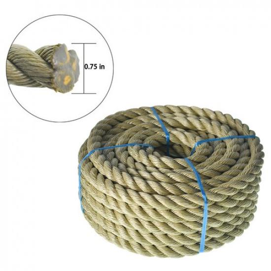 50/100FT Manila Rope PP 3 Strand Twisted Rope Arborist Bull Rope Rope 3/4inch × 50feet