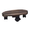 Wooden Plant Stand, 360 Degree Rotation Round Stand with Wheels for Indoor and Outdoor   Flower Pots, Plant Cart with Rollers for Courtyard
