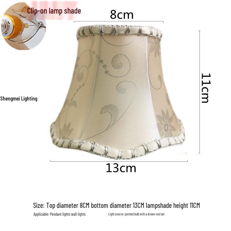 European Crystal Chandelier Fabric Lampshade, Clip-On, E27 Large Base, E14 Candle Bulb, Wall Light Shell Shade