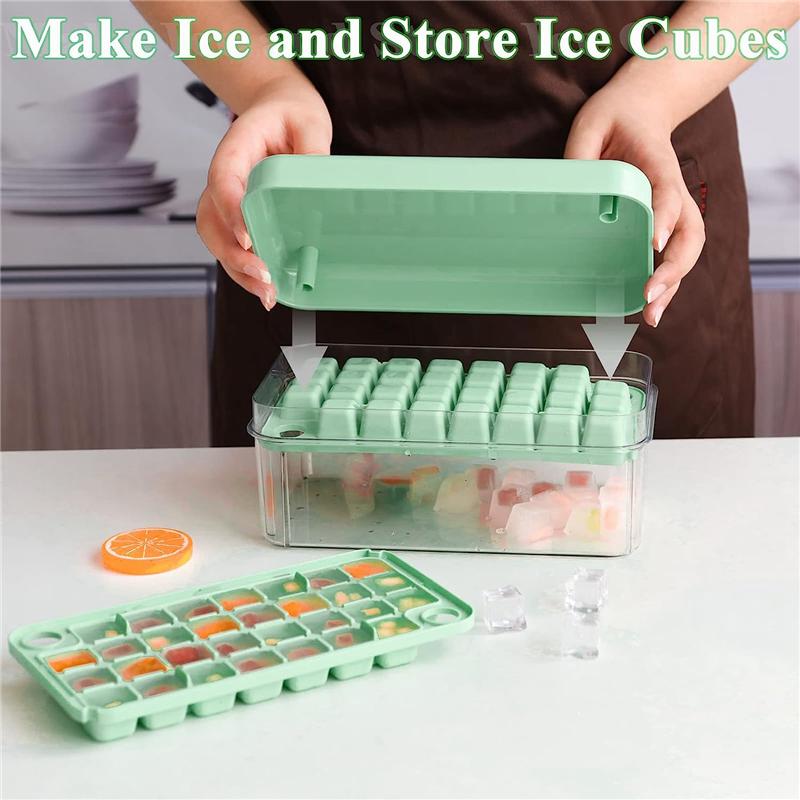 Good-Ice Trays With Lid For Freezer Ice Maker Mold With Container 60 Ice Trays Easy-Release Ice Green