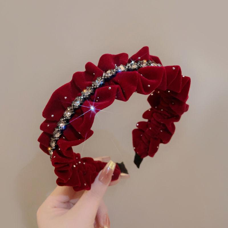 Velvet Rhinestone Hair Band Women Autumn Winter Luxury Versatile Headband Vintage Hair Accessories