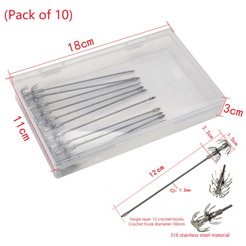 1/8/10/20Pcs/ Box Umbrella Hooks Live Bait Hooks Squid Blow Tubes Octopus Squid Hooks Stainless Steel Fishing Gear Accessories