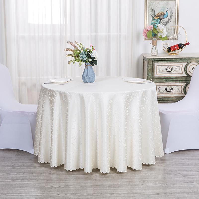 Polyester Jacquard Tablecloth Hotel Wedding Banquet Party Decoration Round White dustproof Table Covers for table Home Decor