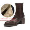 Krazing Po Microfiber Winter Round Toe Size 33 Western Boots Size 43 Zipper Thick High Heels Pleated Decoration Ankle Boots