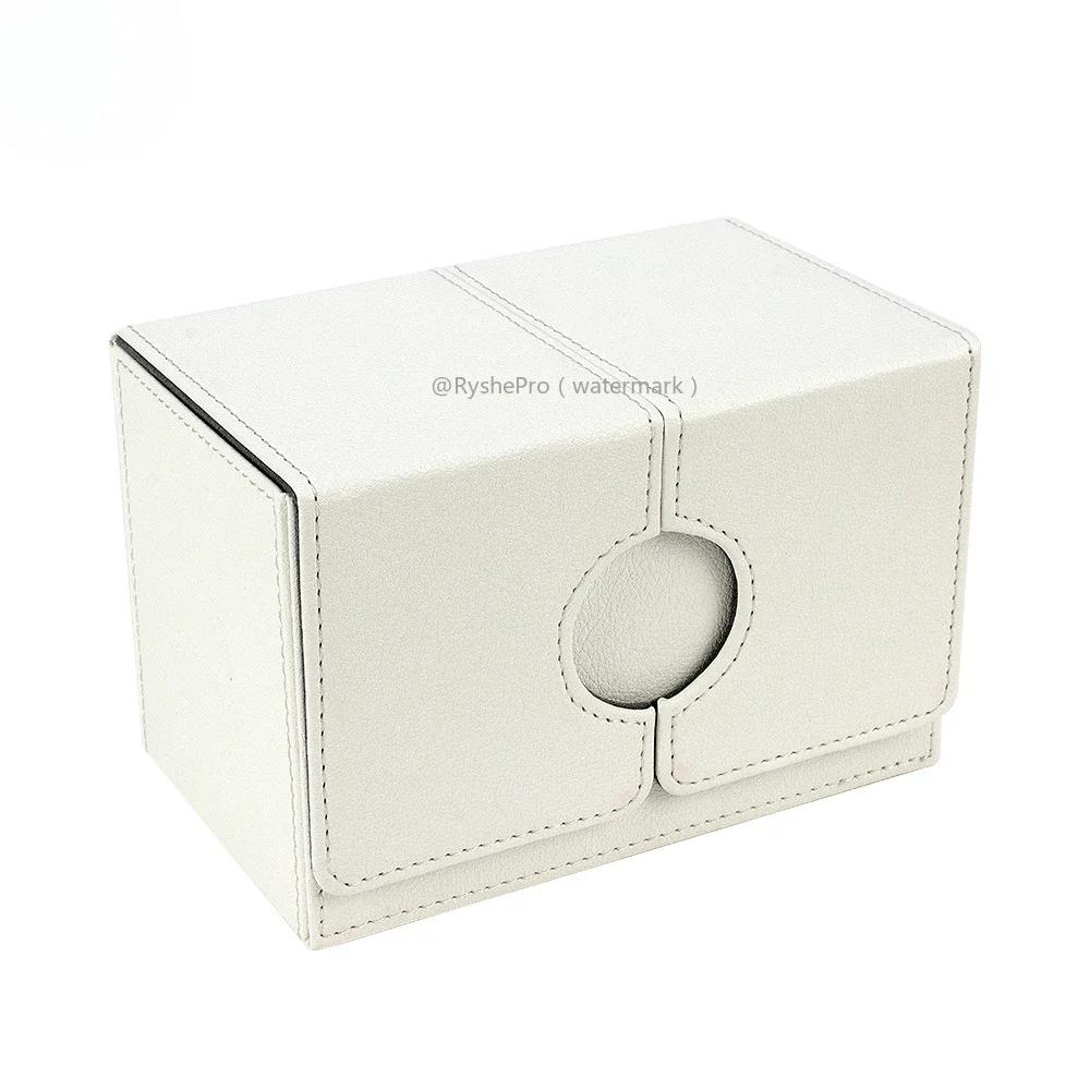 

Коробка для коллекционных карточек с 2 разделителями, держатель для карт MTG, 200+ карт с двойными рукавами, кожаная коробка для хранения карт TCG CCG Magic