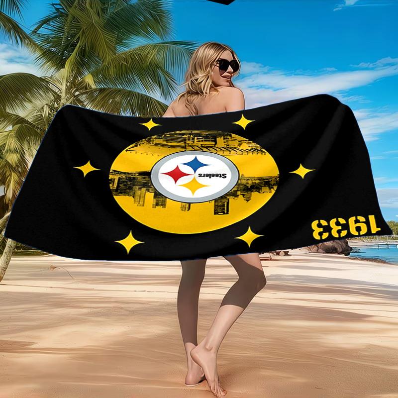 Telo Mare con Logo Pittsburgh Steelers, Asciugatura Rapida, Facile da Curare, Adatto sia per il Fitness che per le Vacanze al Mare, Essenziale Sportivo
