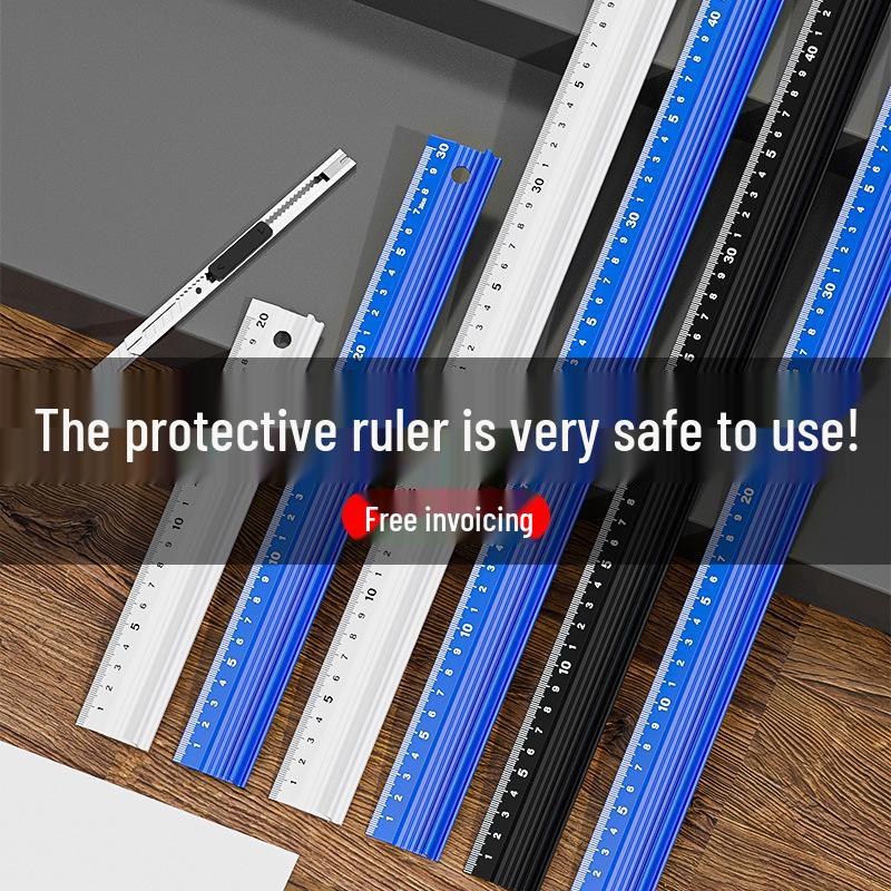 

High-Precision Thickened Anti-Cut Aluminum Ruler 20CM White Laser Engraved Scale