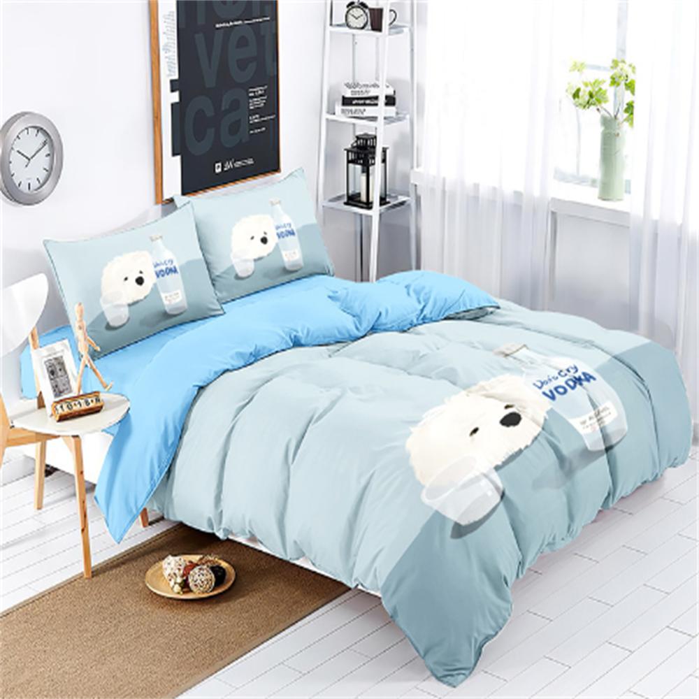 Han And Silly Dog All Cotton Four Piece Set Ins Style Children's Bed Four Piece Set Cream Style Four Piece Set Spring And Autumn