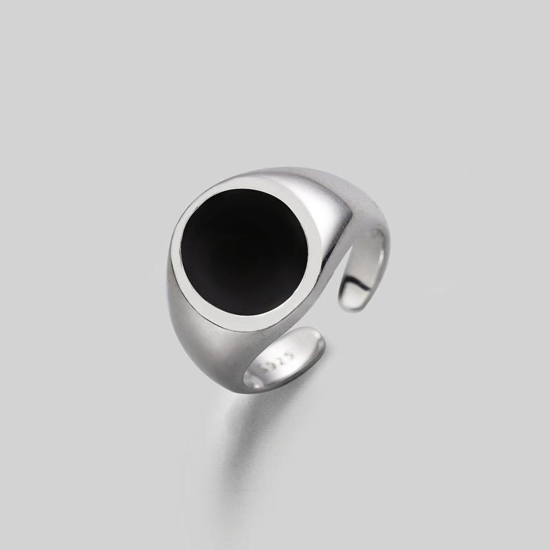 

925 Sterling Silver Simple Ring For Women Fine Jewelry Finger Adjustable Open Vintage Black Ring For Party Birthday Gift resizable