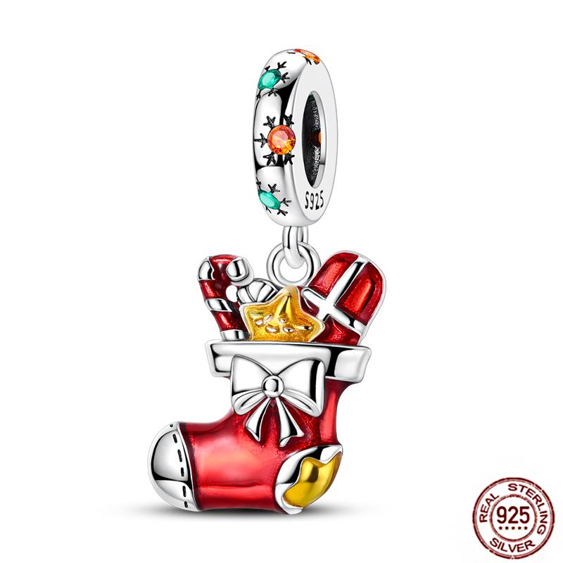 Christmas Charms Copper Fit Pendant Original Bracelets Santa Claus Snowflake Tree Gingerbread Man Beads Diy Jewelry