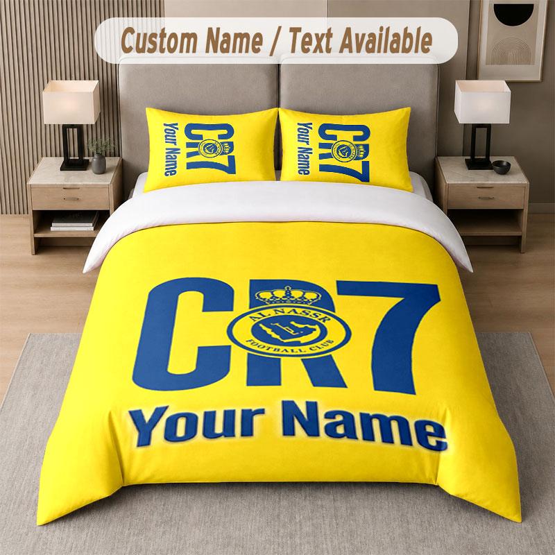 Custom Bedding Set Cristiano Ronaldo Pattern, Print Name Text 1 Duvet Cover Plus 2 Pillowcases Home Textile