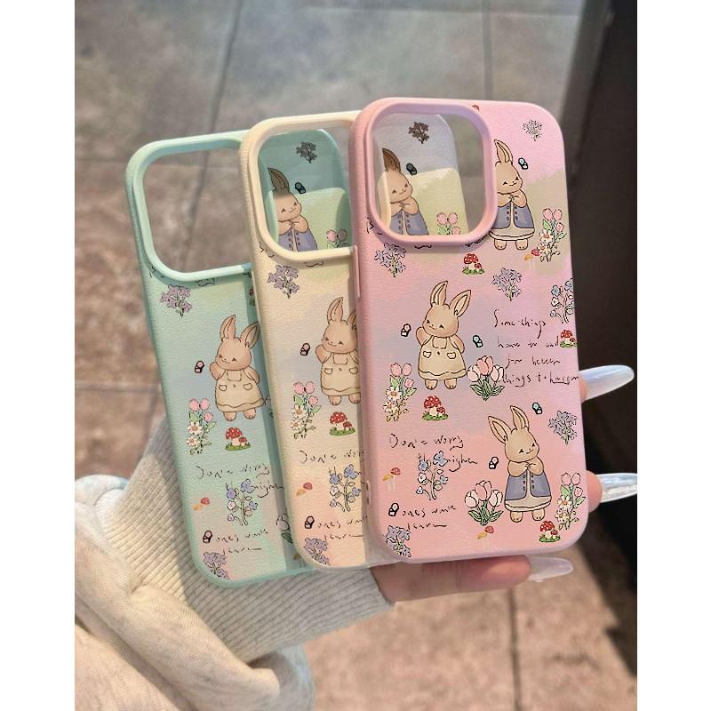 Applicable To Apple 16promax Mobile Phone Case Iphone12 Premium 15pro Leather Pattern 13 Rabbit 14 Cartoon