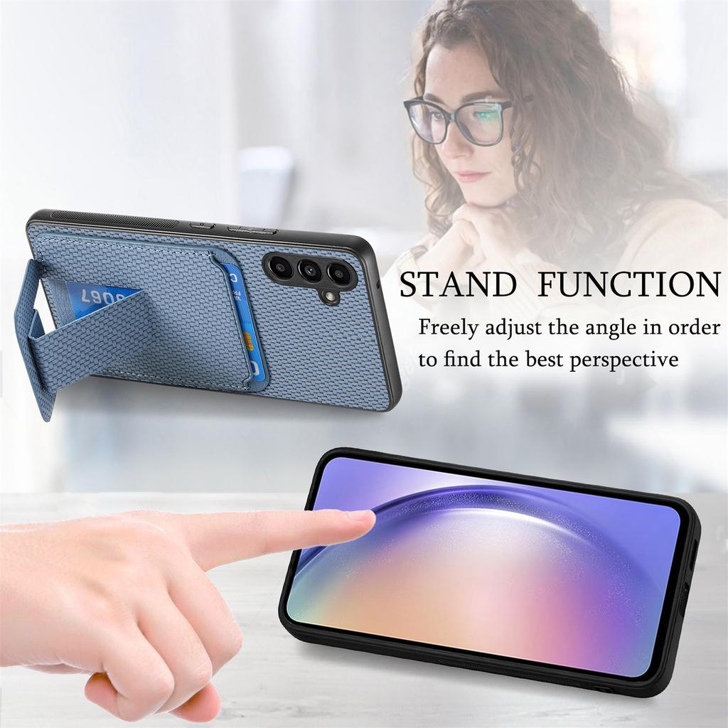 C1-11 for Samsung Galaxy A13 5G/A04s 4G (164.7 x 76.7 x 9.1 mm) Case Folding Kickstand Leather Coated TPU Phone Cover