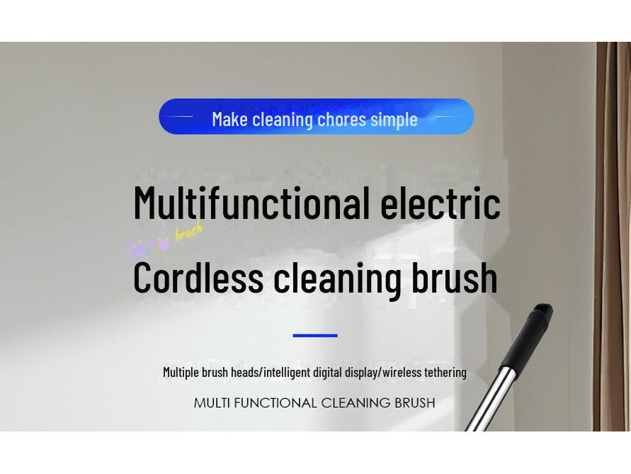 Electric Multi-Function Scrubber with Replaceable, Extendable Heads for Floor Cleaning