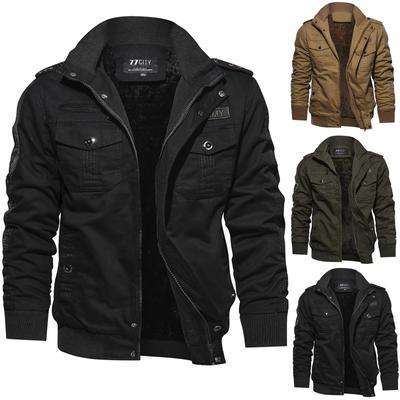Herr Vinter Militär Klädsel Dragkedjeficka Lös Andningsbar Jacka