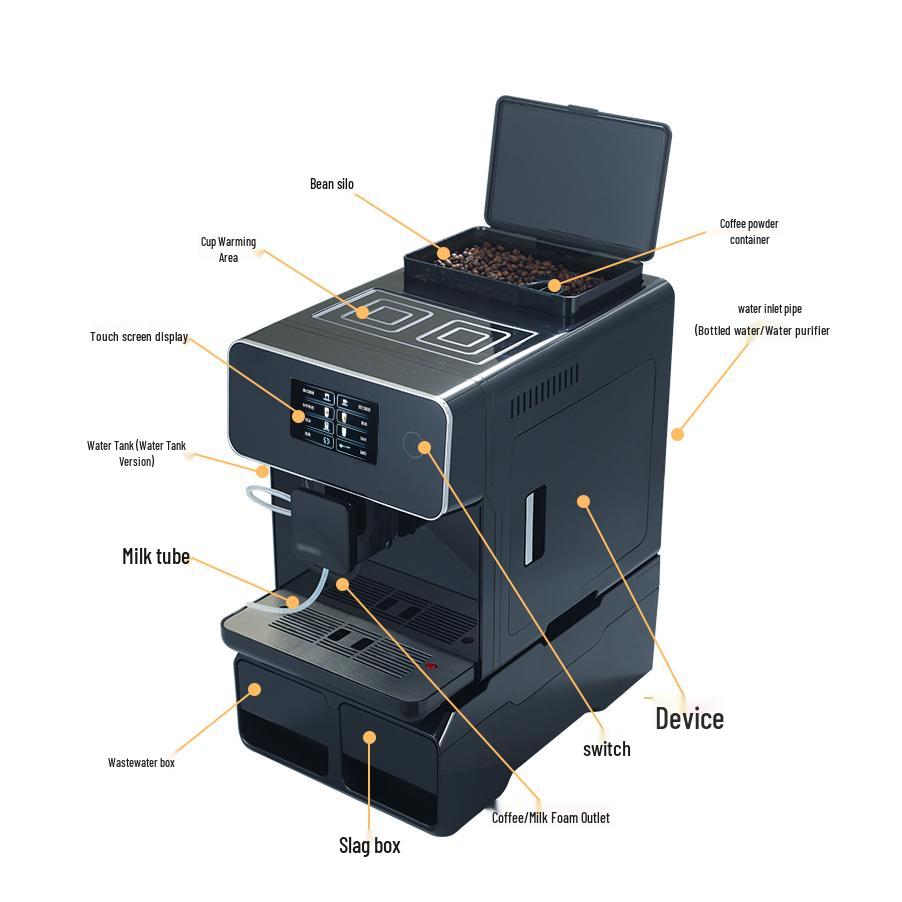 Touch Screen Automatic Milk Frother & Coffee Machine for Home or Office