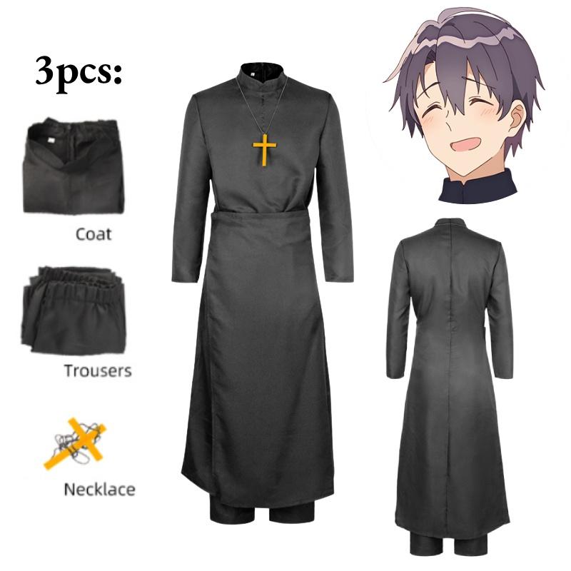 Nordic Anime White Saint And Black Pastor Cosplay Costume Lawrence Halloween Dress Up