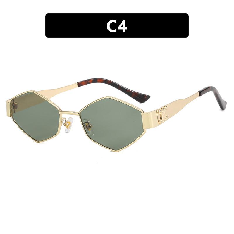 Rhombus Sunglasses Women'S Metal Sunglasses Personalized Small Frame Sunglasses Photo Concave Shape