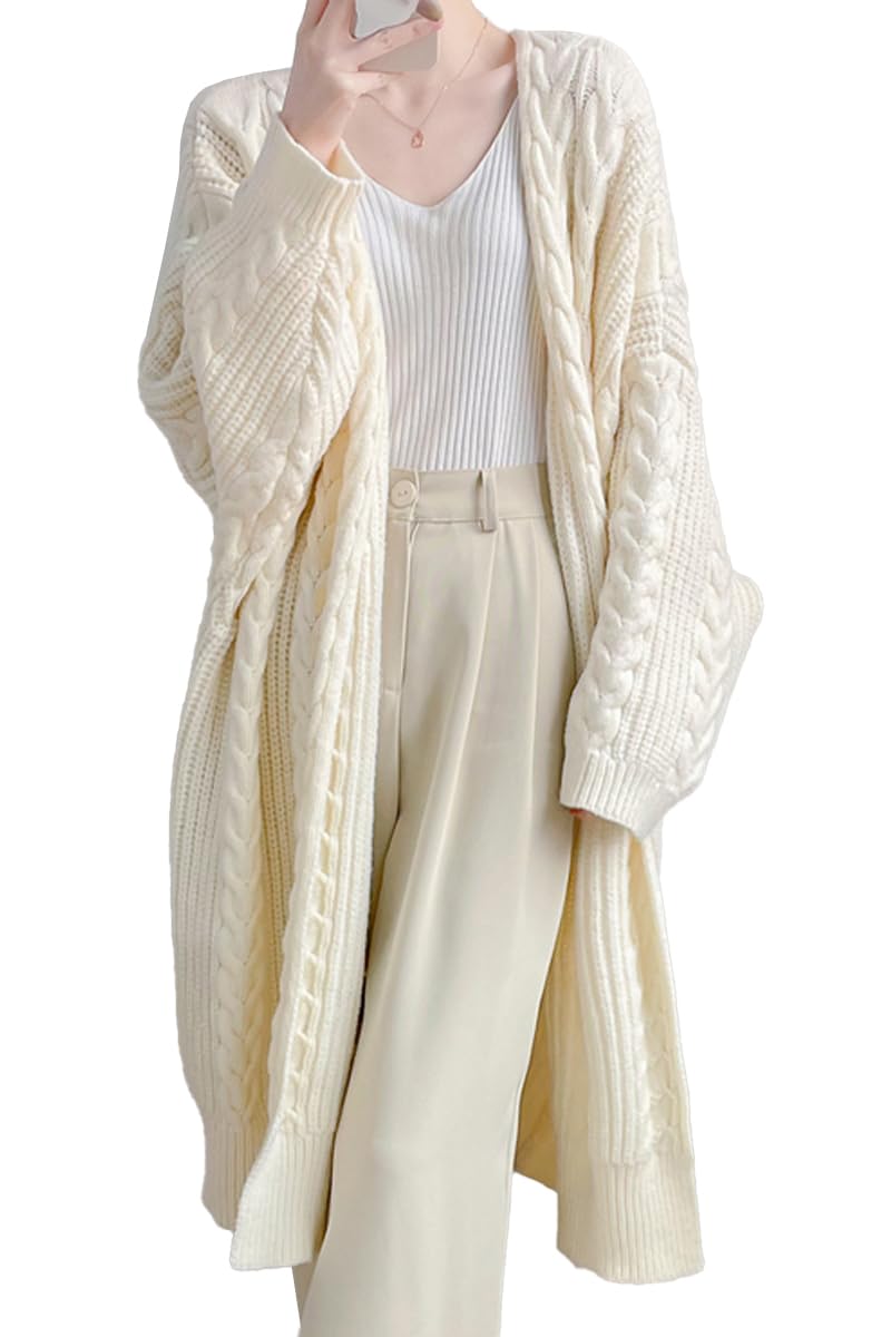 

Hanmall Вязаный Длинный Открытый Туник Размер 4XL Женский Свитер с V-образным вырезом, Повседневный, Простой, Длина, Передняя часть, Дизайн, бежевый