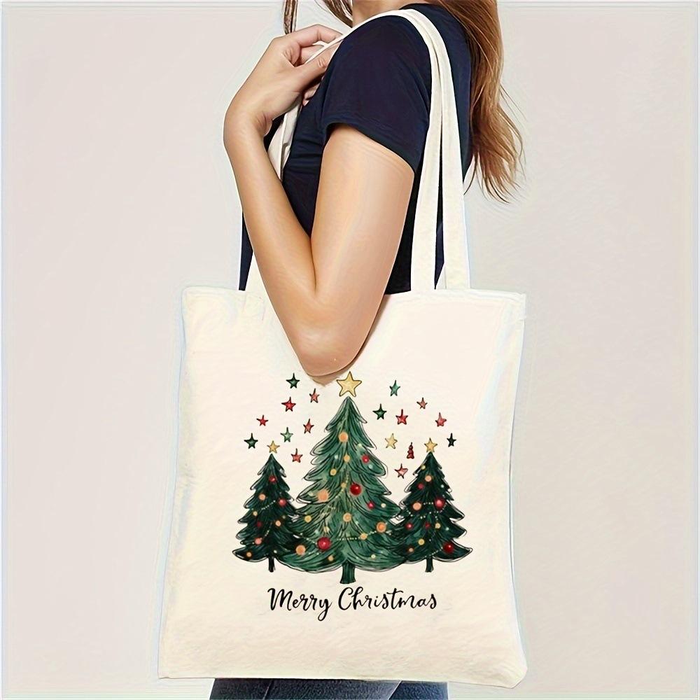 Christmas Tree Canvas Bag Christmas Gift Packaging Bag for Handheld Christmas Festivals