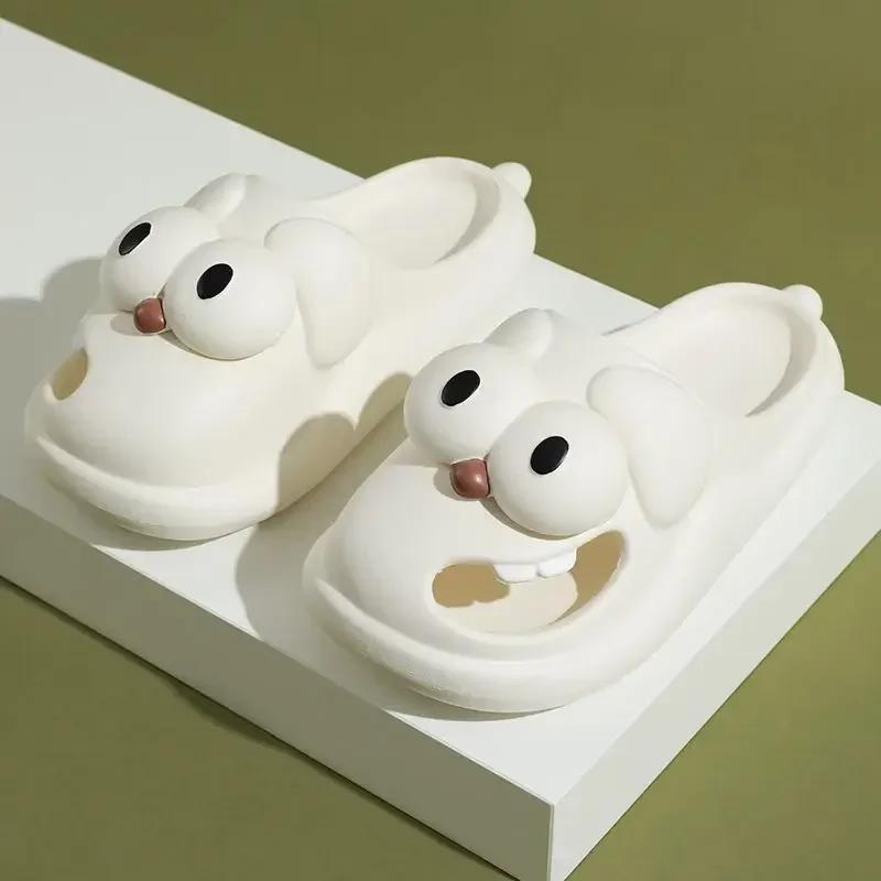 Fashion Funny Cartoon Dog Slippers Women Summer  New Hollow Out Thick Sole Anti-slip PVC Slippers Shoes for Women Zapatos De Mujer