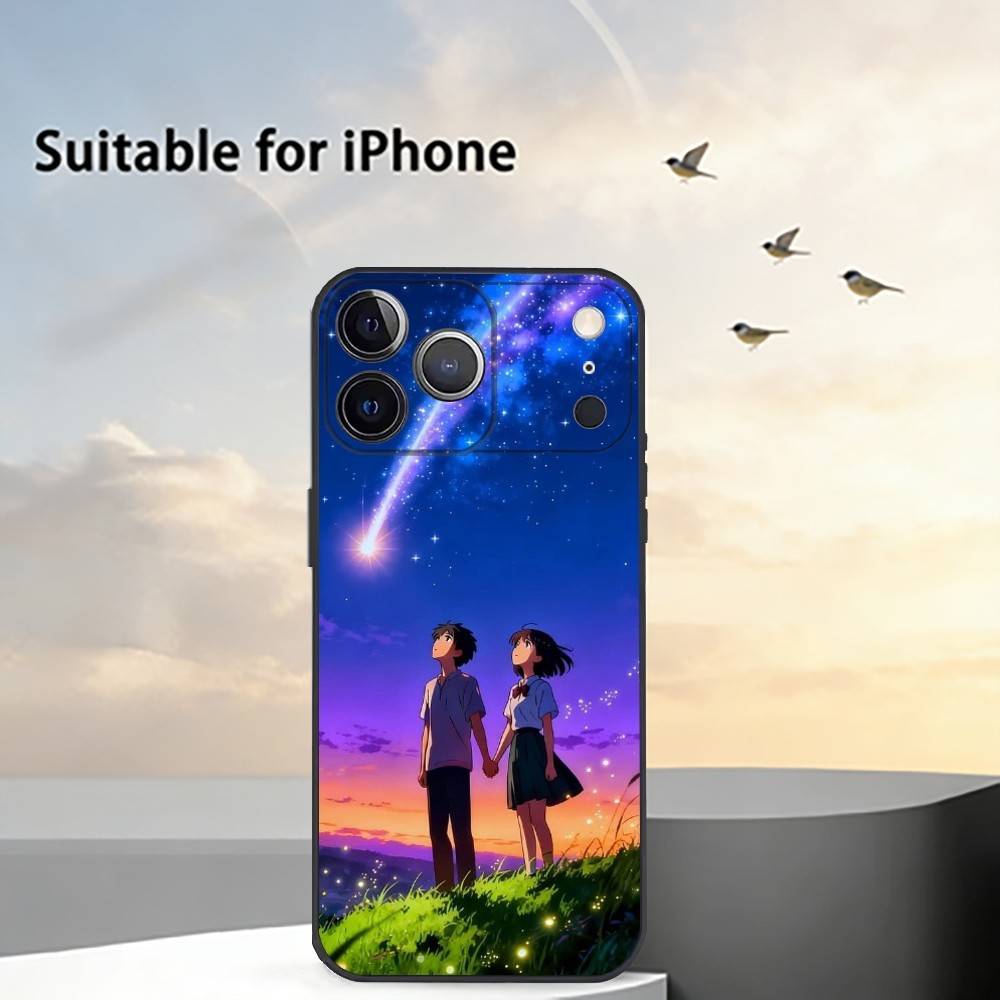 Anima F-Film Your Name Phone Case For iPhone 17, 16,15,14,13,12,11 Plus,Pro Max, Others Soft Black Cover