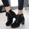Women's Ankle Boots  Autumn High Heel Belt Buckle Shoes Women Lace Up Platform Boots Women  Boots 42 Botas