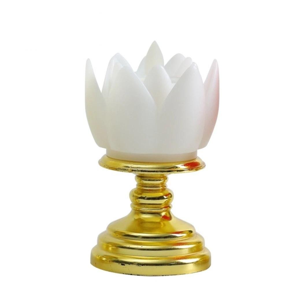 Prayer Lotus Lamp Long-lasting Light Simulated Candlestick LED Candle Lamp  Buddhist Decoration