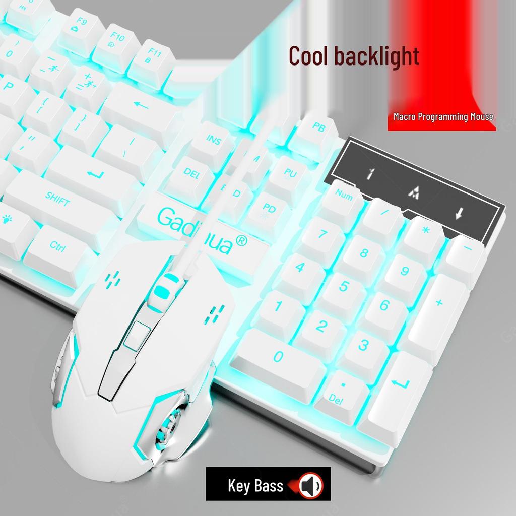 Stummes kabelgebundenes Tastatur- und Mausset mit mechanischem Gefühl für PC/Laptop-Gaming - 3-teiliges Esports-Peripheriegerät.