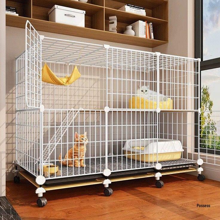 Indoor Cat Villa: Spacious Cage with Integrated Toilet and Bed