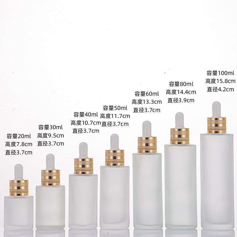 Frosted Glass Dropper Bottle 20-100ml, Straight Shoulder Essential Oil Serum Container for Skincare
