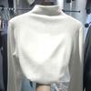 Half High Collar Long Sleeves Slim Fit Bottoming Blouse Autumn Winter Thickened Fleece Lined Pure Color Thermal Top Daily Clothing