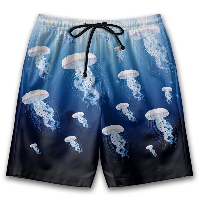 Fashion Jellyfish Pattern Beach Shorts For Men 3D Printing Sea Animal Swimming Trunks Kids Summer Quick Dry Surfboard Shorts