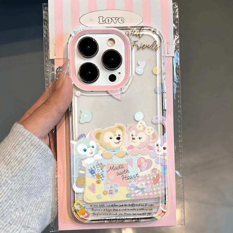Cute Duffy Bear Soft Cartoon Case for iPhone 16/14/13/12 Pro Max/XR/XS