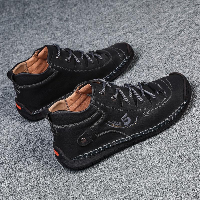 Men Casual Shoes Handmade Leather Loafers Comfortable Men's Shoes Quality Split Leather Flat Moccasins Man Sneakers