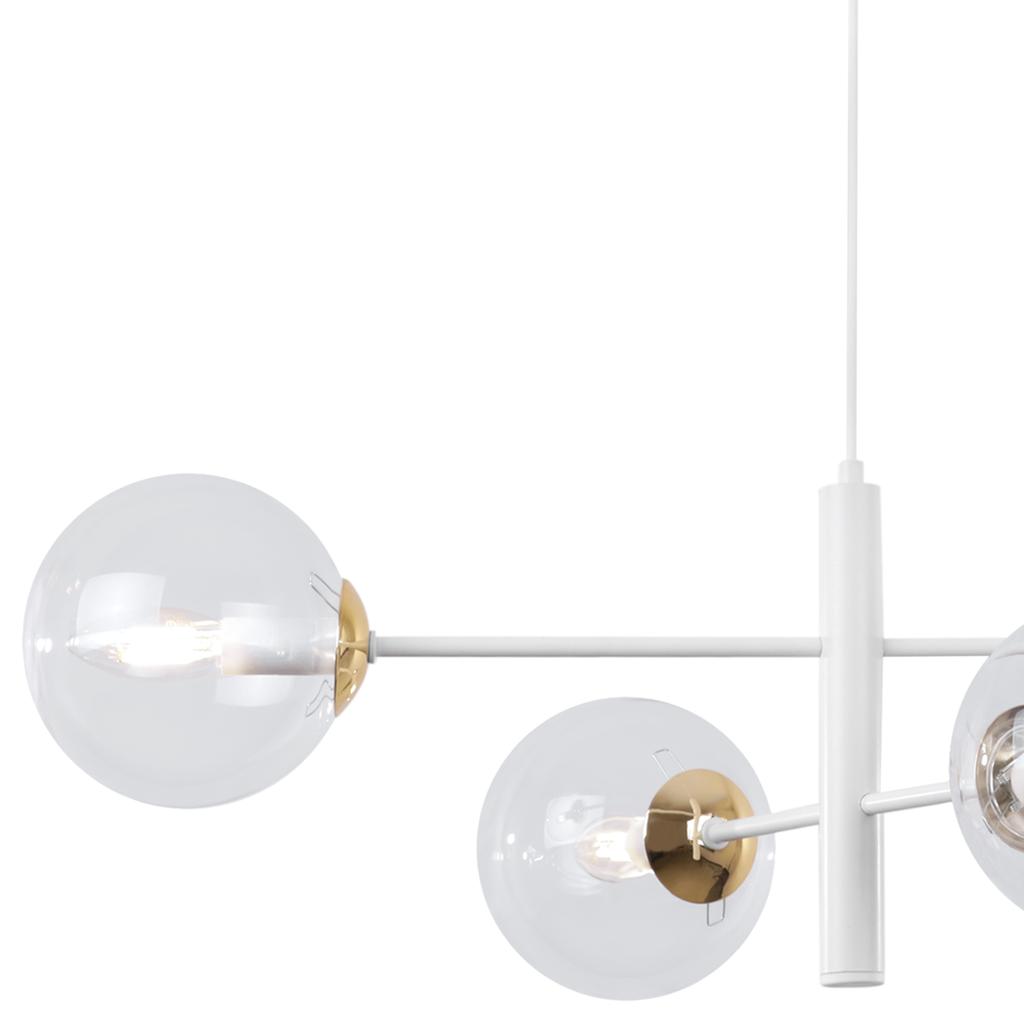 Vicenza Hanging Lamp White And Gold 4-Flat Clear Lamp E14