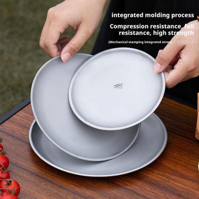 Plaque de Purification en Titane Ultra Légère Portable Sûre Assiette Ronde de Table Randonnée Pique-nique Barbecue Plat Rond Givré