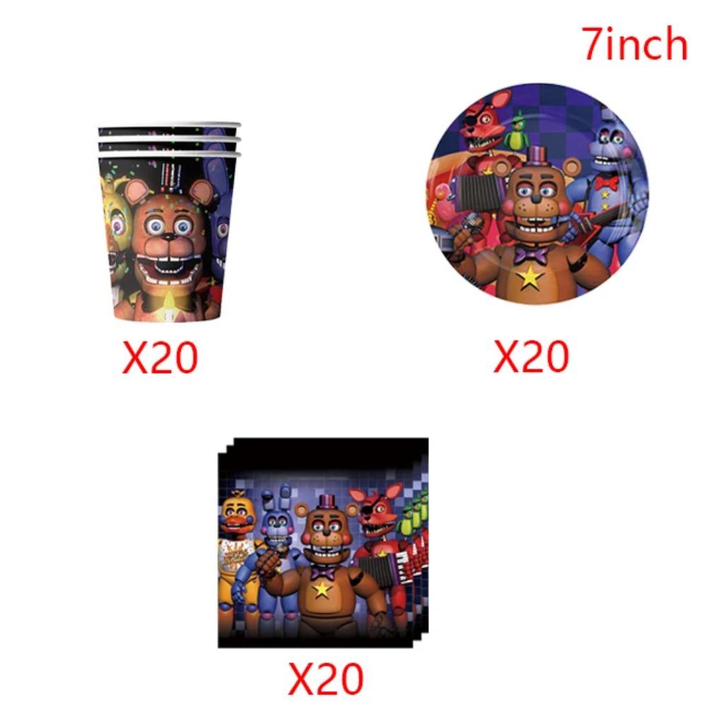 FNAF Five Nights Freddyed Geburtstagsfeier Dekorationen Luftballons Teller Banner Geschirr Set für Babyparty Gastgeschenke Kinder Geschenke
